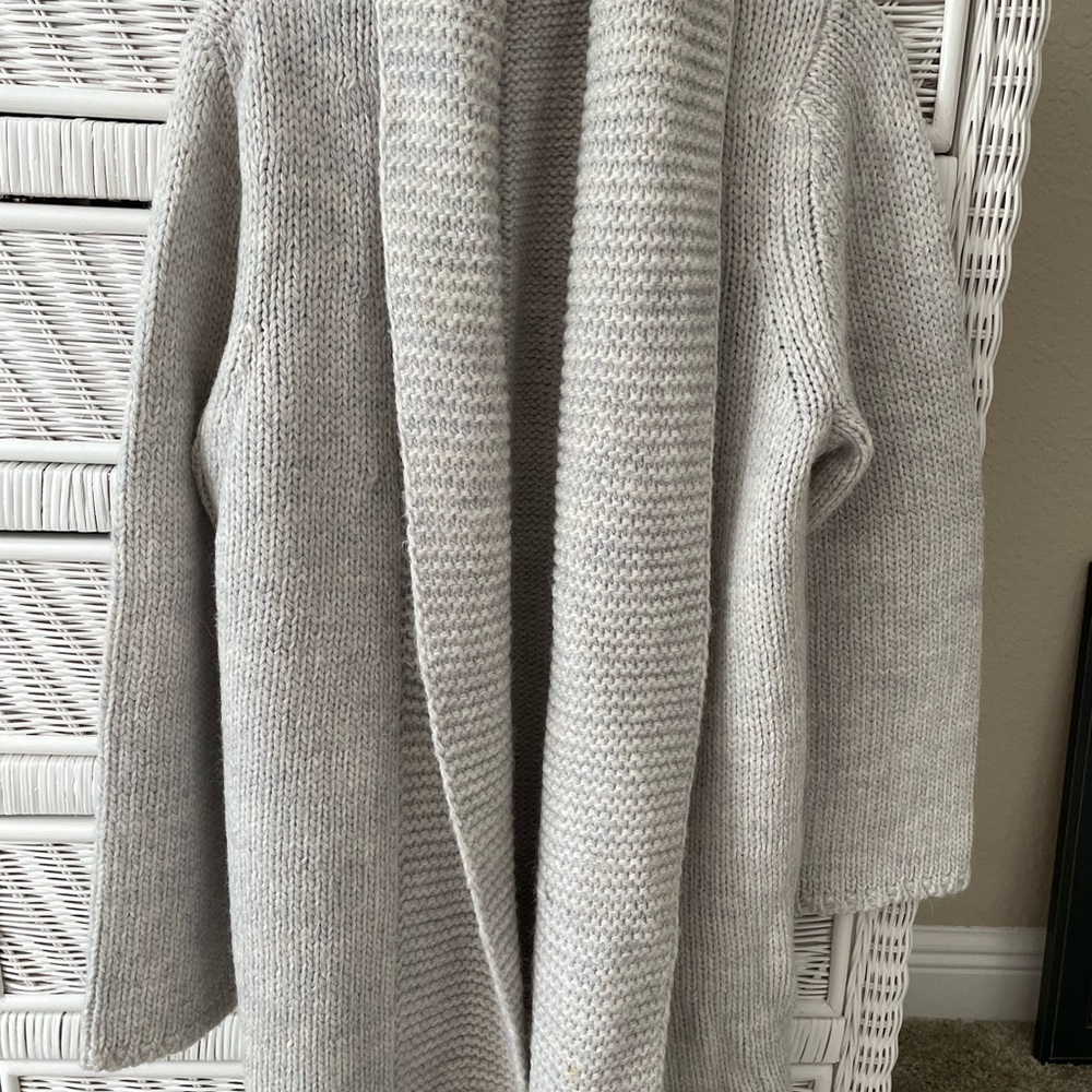 J. Jill stunning thick, heavy, warm ALPACA pale grey sweater/coat Large